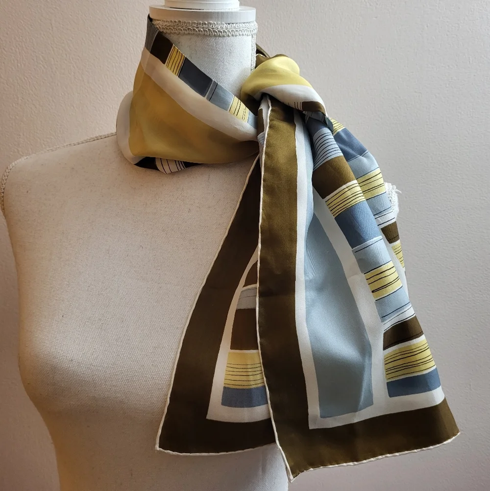 Vintage Vera Neumann Geometric Print Scarf Rayon Silk 1970s Japan